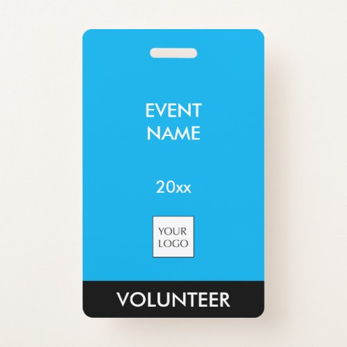Sky Blue and White Event Volunteer Logo Badge