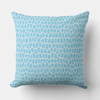 Sky Blue and White Geometric Shape Pattern Throw Pillow