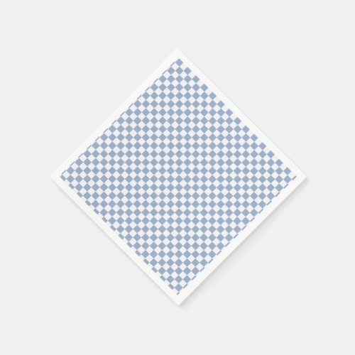 Sky Blue And White Gingham Checkered Paper Napkins