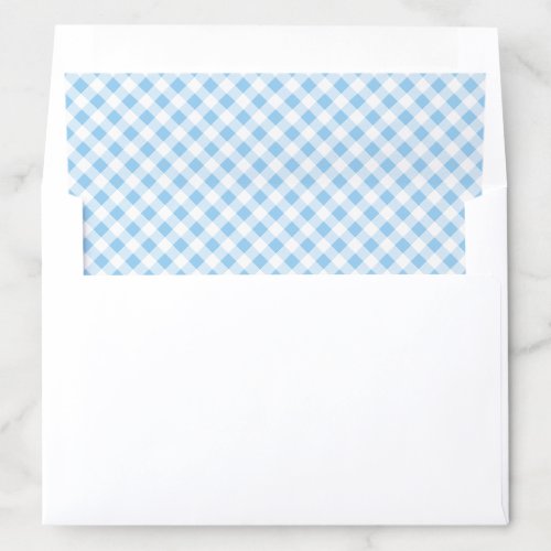 Sky Blue and White Gingham Plaid Pattern Envelope Liner