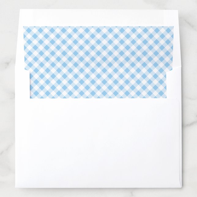 Sky Blue and White Gingham Plaid Pattern Envelope Liner (In Envelope)