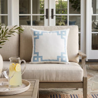 Sky Blue and White Greek Key Border