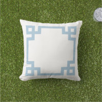 Sky Blue and White Greek Key Border