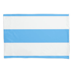 Sky Blue and White Horiontal Broad Stipes Pillow Case