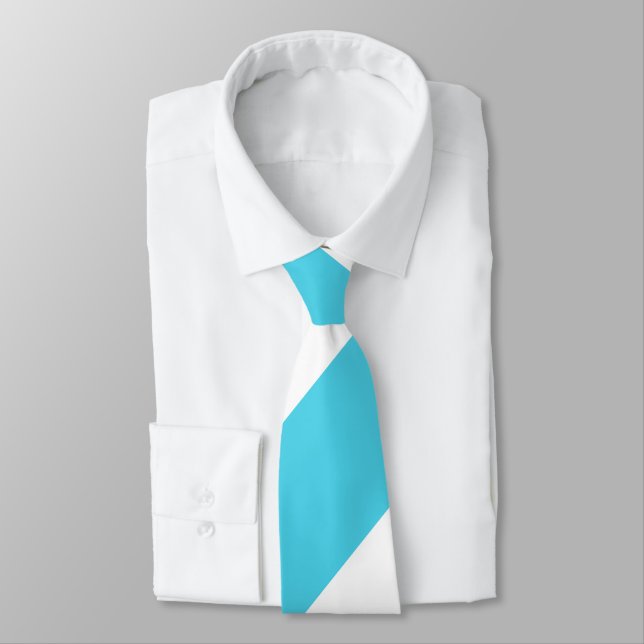 Sky Blue and White-Striped Neck Tie (Tied)