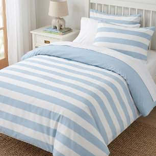 Sky Blue and White Stripes Duvet Cover