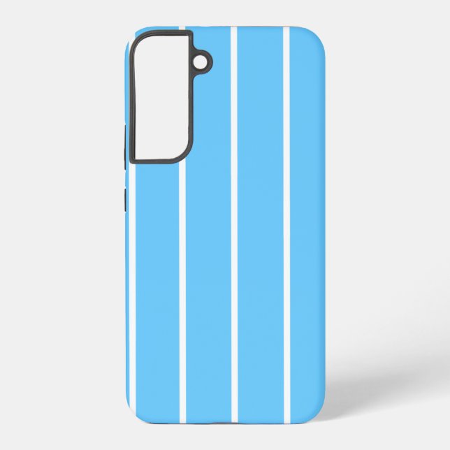 Sky Blue and White Summer Stripes Samsung Galaxy Case (Back)