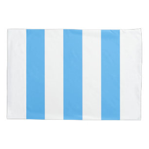 Sky Blue and White Vertical Broad Stripe Pillow Case