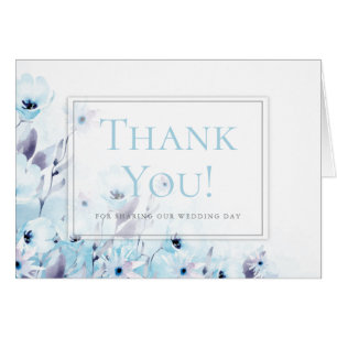 Sky Blue Anemone Flower Wedding Cards