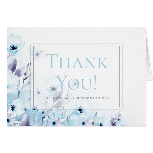 Sky Blue Anemone Flower Wedding Cards (Front Horizontal)