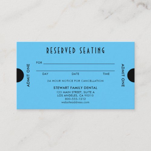 Sky Blue Art Deco Reserved Seating Dental Appointment Card