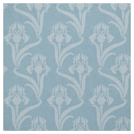 Sky Blue Art Nouveau Iris Fabric