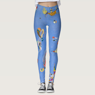 Sky Blue Biomorphic Forms Kandinsky Leggings