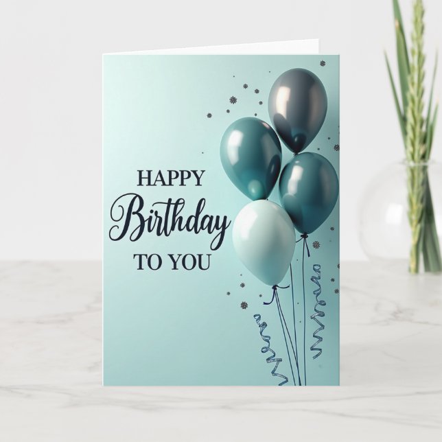 Sky Blue Birthday Scene Card (Front)