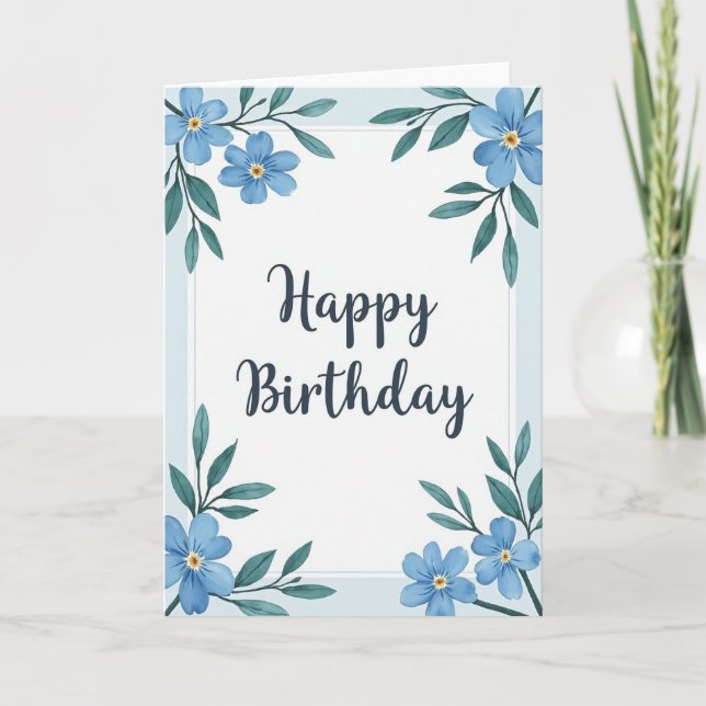 Sky Blue Birthday Wishes Card (Front)