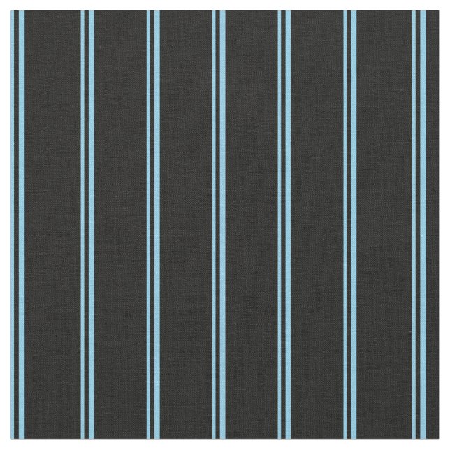 Sky Blue & Black Colored Lines Pattern Fabric (Close Up)