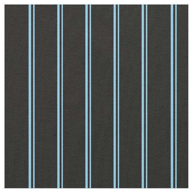 Sky Blue & Black Colored Lines Pattern Fabric (Close Up)
