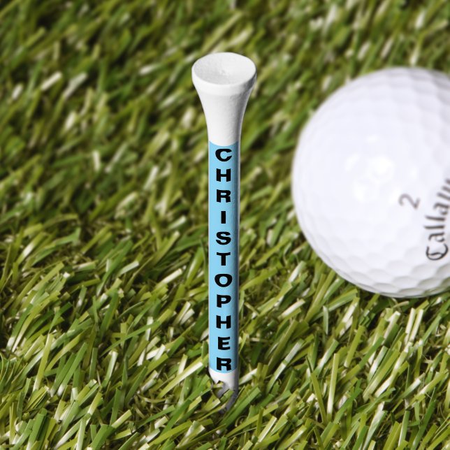 Sky Blue Black Name Golf Tees (Grass)