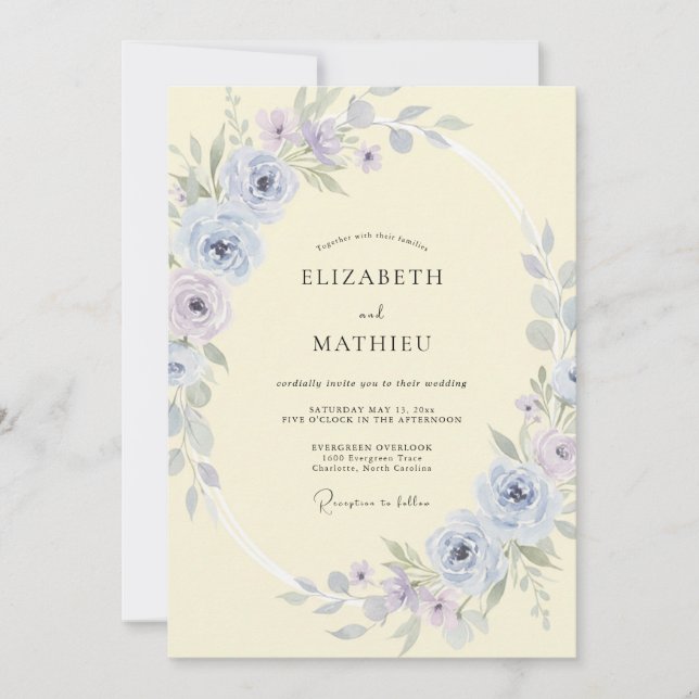 Sky Blue Blissful Spring Wedding Invitation (Front)