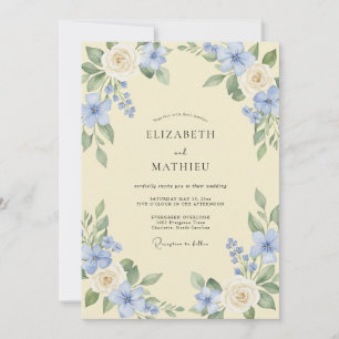 Sky Blue Blossom Flourish Wedding Invitation