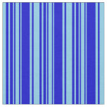 [ Thumbnail: Sky Blue & Blue Colored Lined Pattern Fabric ]