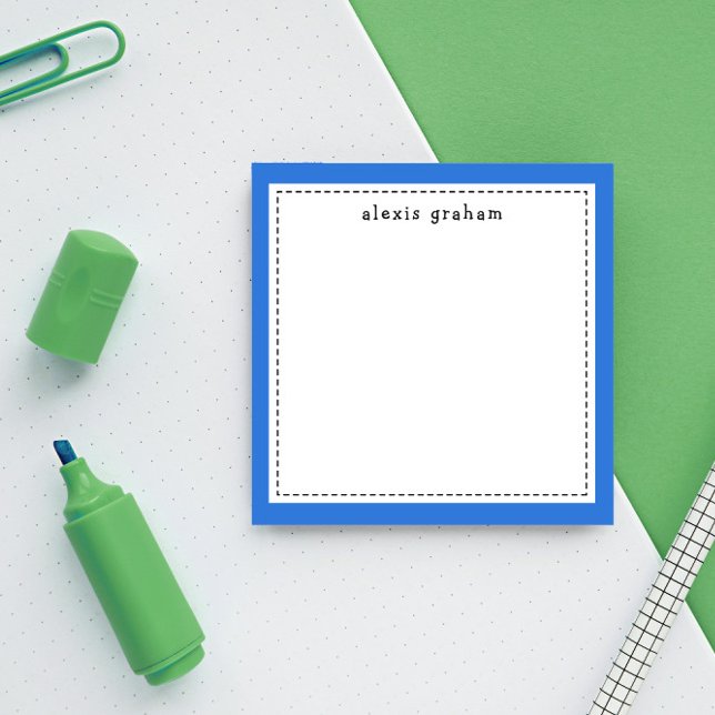 Sky Blue Border Add Name Personalized Post-it Notes (Creator Uploaded)