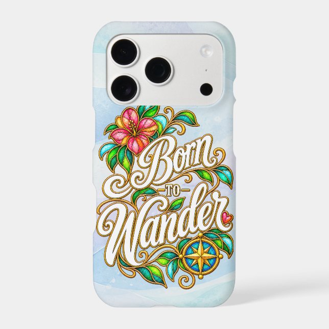 Sky Blue Born to Wander iPhone Case (Back)