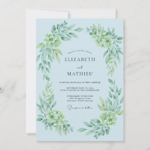 Sky Blue Botanical Arch Wedding Invitation