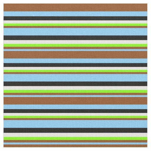 Sky Blue, Brown, Chartreuse, Mint Cream & Black Fabric