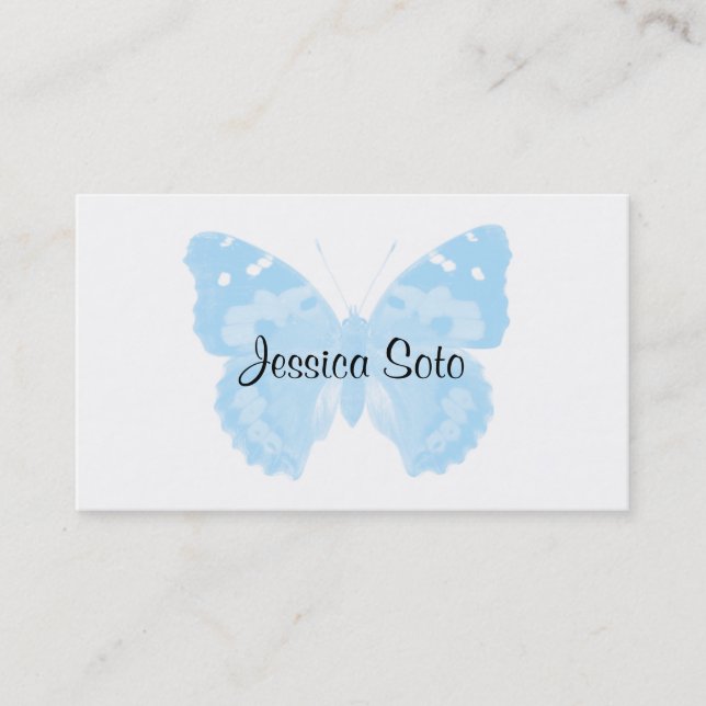 Sky Blue Butterfly Personalized Business Cards (Front)