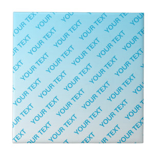 Sky Blue (changeable color!) Ombre & Text Pattern Ceramic Tile
