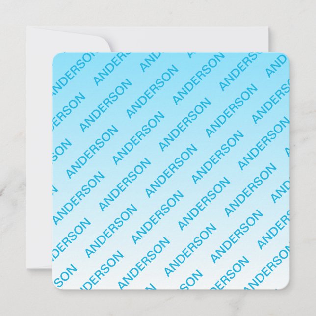 Sky Blue (changeable color!) Ombre & Text Pattern Note Card (Front)