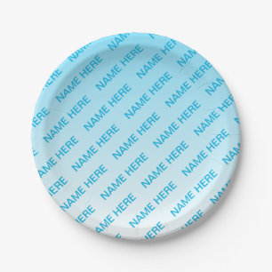 Sky Blue (changeable color!) Ombre & Text Pattern Paper Plates