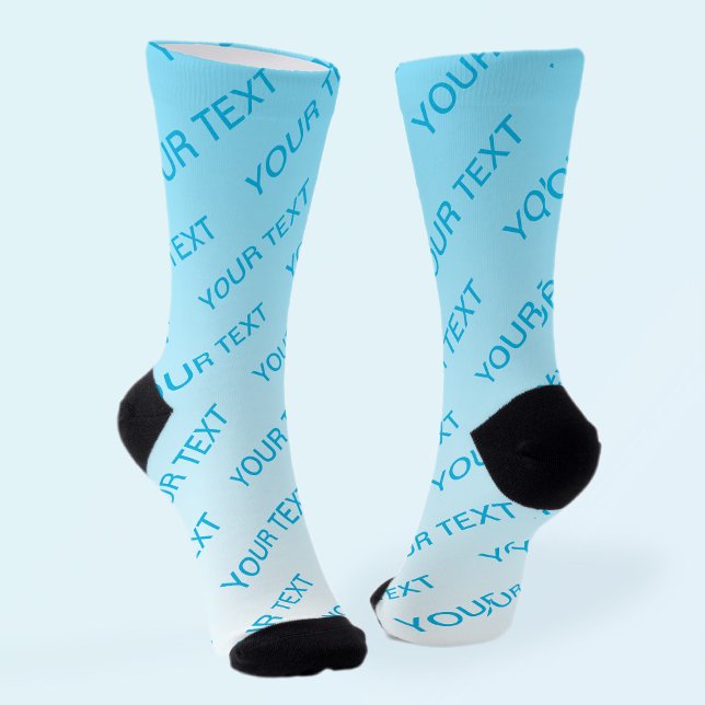 Sky Blue (changeable color!) Ombre & Text Pattern Socks (Creator Uploaded)