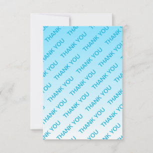 Sky Blue (changeable color!) Ombre & Text Pattern Thank You Card