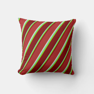 Sky Blue, Chartreuse, Maroon, Red & Light Yellow Throw Pillow