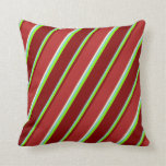 [ Thumbnail: Sky Blue, Chartreuse, Maroon, Red & Light Yellow Throw Pillow ]