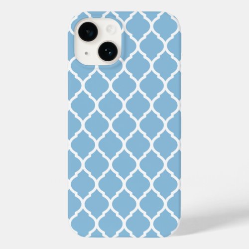 Sky Blue Chic Moroccan Lattice Pattern Case_Mate iPhone 14 Case