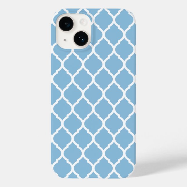Sky Blue Chic Moroccan Lattice Pattern Case-Mate iPhone Case (Back)