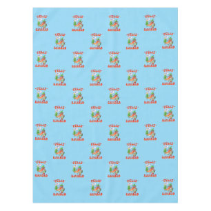 Sky Blue Chilli Feliz Navidad Pattern Tablecloth