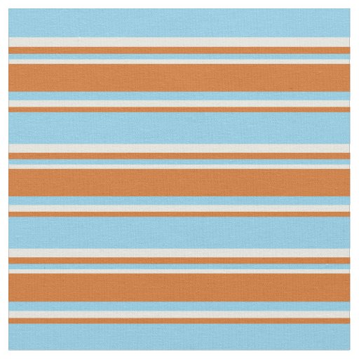 Sky Blue, Chocolate, and Beige Stripes Fabric