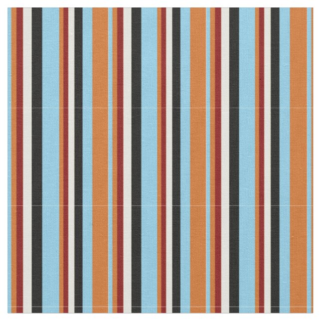 Sky Blue, Chocolate, Maroon, Light Yellow & Black Fabric (Close Up)