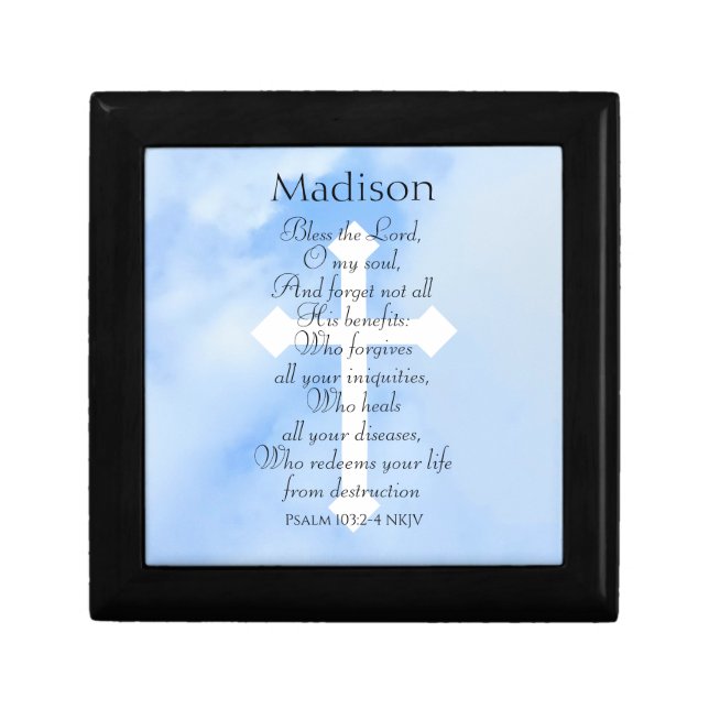 Sky Blue Christian Healing Bible Verse Name Gift Box (Front)