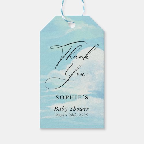 Sky Blue Cloud Baby Shower Thank You Gift Tags - Sky Blue Cloud Baby Shower Thank You Gift Tags