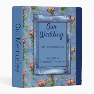 Sky blue cloudy and Flamingo's Repeat Print Mini Binder