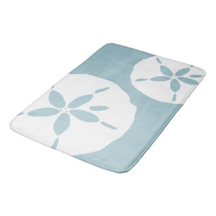 Sky Blue Coastal Beach Nautical Sand Dollar Bathroom Mat