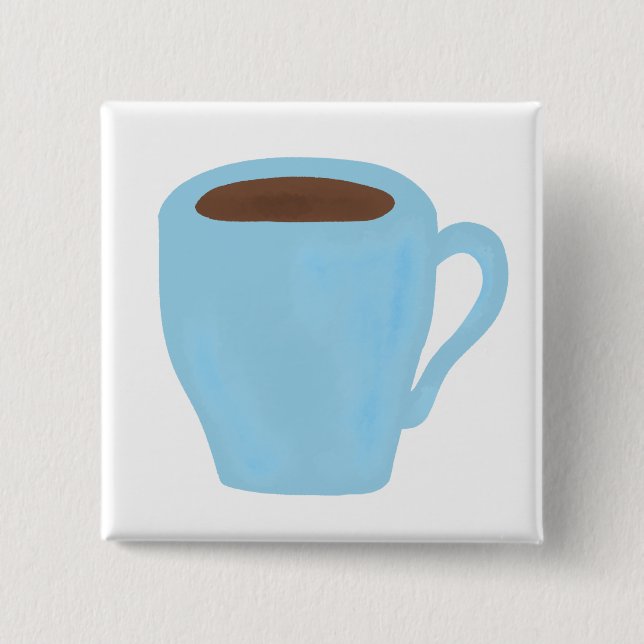 Sky Blue Coffee Cup Gift Button (Front)