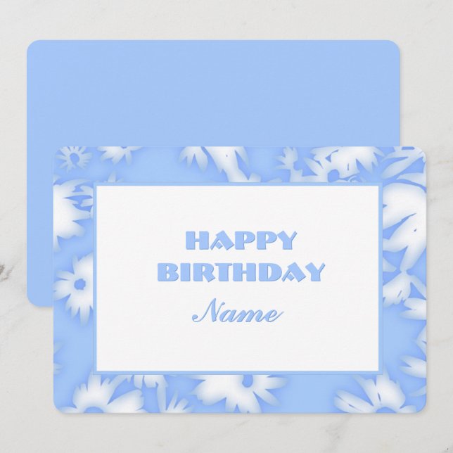 Sky Blue Color Me Daisies Birthday Card (Front/Back)