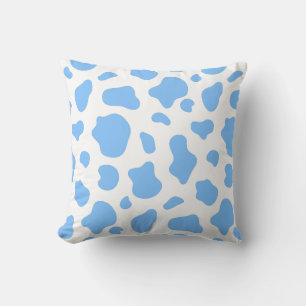 Sky Blue Cow Print Decorative Pillow