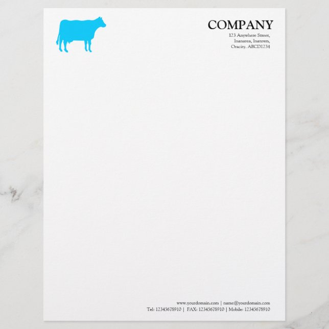 Sky Blue Cow - White Letterhead (Front)